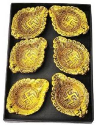 The Shapur GF2355 Gold Plated (Pack of 6) Table Diya Set