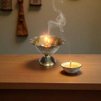 Rustic Elegance Home Harmony Jyoti Pooja Brass (Pack of 4) Table Diya