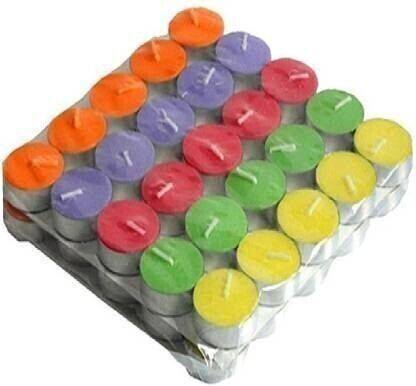 DEEPP COLLECTION tea light candle pack of 50 (multicolour) Aluminium (Pack of 50) Table Diya Set