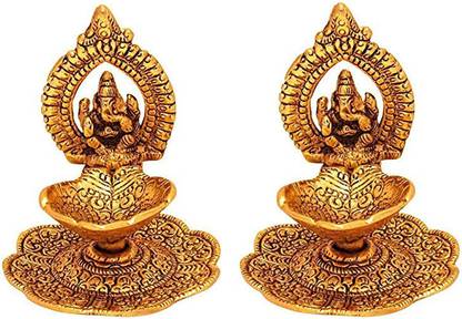 INFINITIVE BAZAAR Aluminium (Pack of 2) Table Diya Set