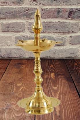 Sm impex Samy Collectibles Brass Kerela Fancy Diya Height-9inch Brass Table Diya