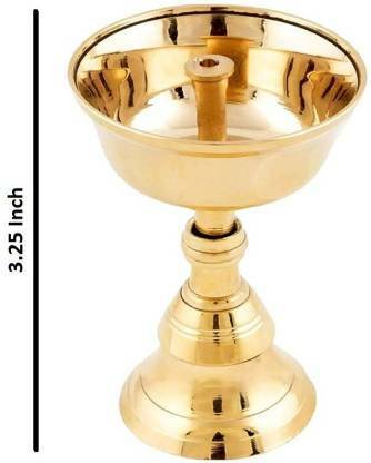TORPPEZA Pure Brass Akhand Pyali Diya with Stand for Home Office Temple Decor & Gifting Brass Table Diya Set