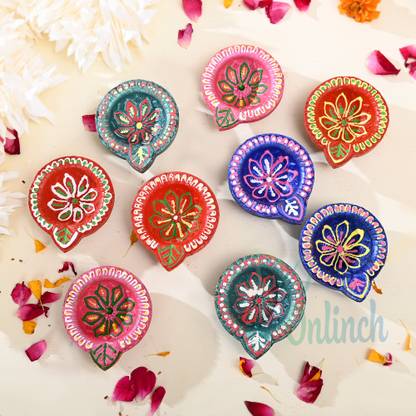 B S नेचुरल Home Handcrafted Decorative Diwali Diyas Mitt Ka Diya मिट्टी के बर्तन (9 का पैक) टेबल दीया सेट