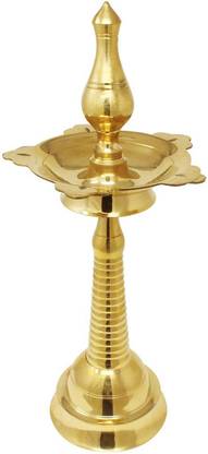 HOIVA Bronze light weight Nilavilakku-Kerala | Kuthu Vilakku | Diwali- 10 inch Decorative Showpiece  -  25 cm
