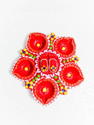 tazsky Hand made diyad Terracotta Table Diya