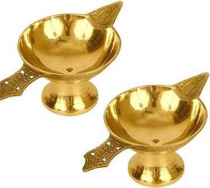 Kedaram Diwali Fastival And Dhanteras,Mandir Pooja Diya sethu Brass (Pack of 2) Table Diya Set