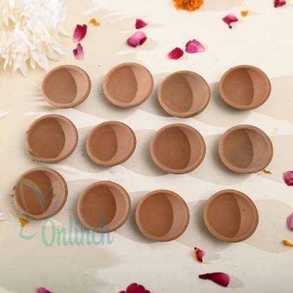 BS NATURAL Earthenware (Pack of 12) Table Diya