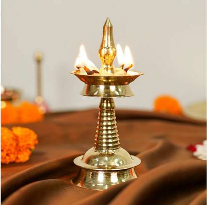 shrikavi brass Traditional South Fancy Kerela Samay oil lamp Diya (height 8.5 inch) Brass Table Diya