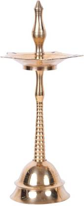 HOIVA Bronze light weight Nilavilakku-Kerala | Kuthu Vilakku | Diwali- 7 inch Decorative Showpiece  -  17 cm