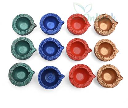 BS NATURAL Earthenware (Pack of 9) Table Diya