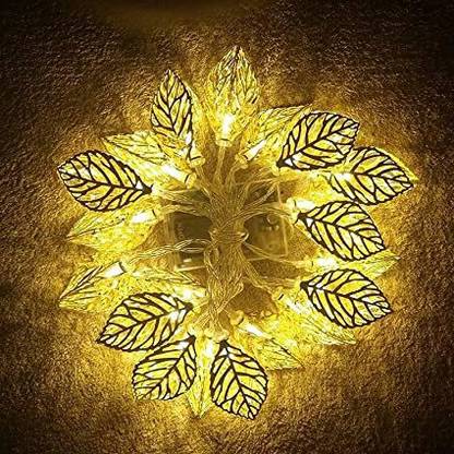 KitchExpo Tree Leaf Shape Decorative LED Fairy String Starry Lights for Home Plastic Table Diya