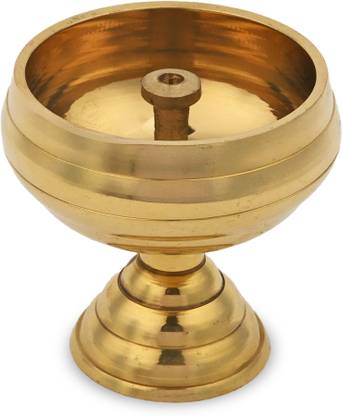 Rudra Centre Aakash Deep Diya for Home, Mandir & Puja Altar - Brass Table Diya