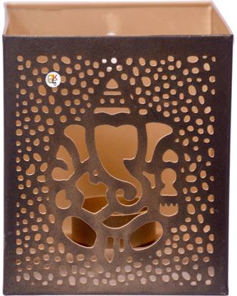 KDT Black Gold Shadow Diyas Deepakin Square Pattern for Diwali or Home Decoration Brass Table Diya