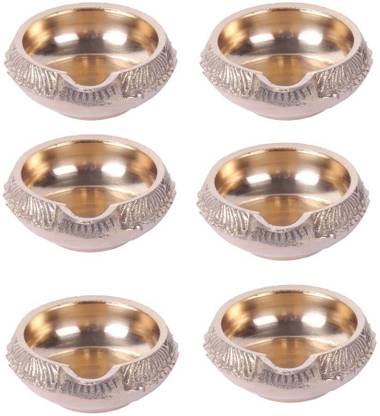 Shivshakti Arts SHIV SHAKTI ARTS Handmade Pure Brass Kuber Diya For Spritual and Pooja Purpose Weight 77 Gram each ::Set Of 6 Brass (Pack of 6) Table Diya Set