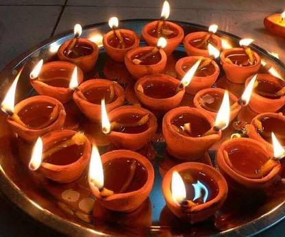 Kaswans Handmade Clay Diya for Puja, Mitti Deepak for Diwali Decoration, Home & Office Earthenware (Pack of 21) Table Diya