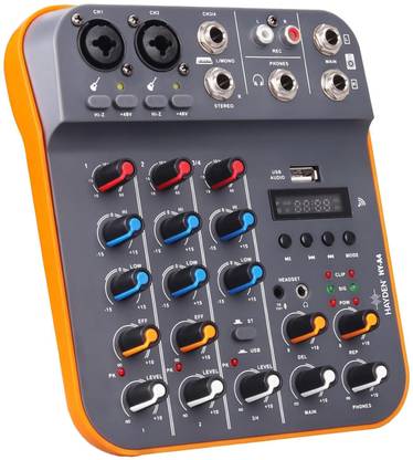 Adiohub Professional Audio Mixer, Sound Board Console System, 4 Channel USB Bluetooth Powered Sound Mixer