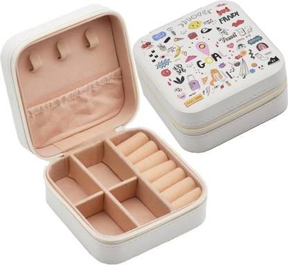 Demokrazy Mini Jewelry Travel Case, PU Leather Travel Jewelry Organizer Box Dock