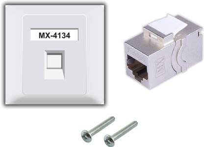 MX Single Port Face Plate with Shutter & STP CAT-6A Inline Coupler Extension Dock