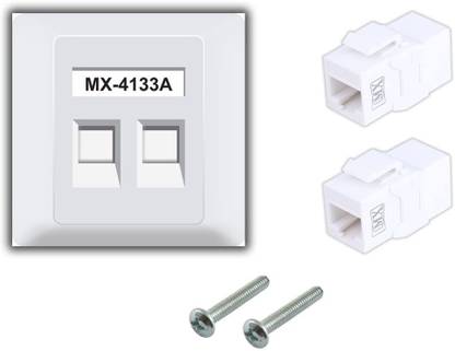 MX 2 Port Face Plate with Shutter /UTP CAT-6A Inline Coupler (4133A) Dock