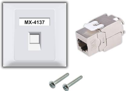 MX Single Port Face Plate with Shutter & UTP CAT-6A Keystone Jack 180° Extension Dock