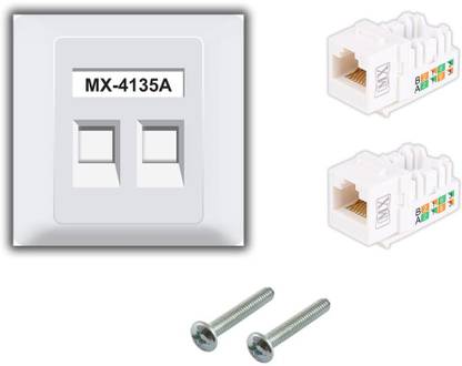 MX 2 Port Face Plate with Shutter / UTP CAT-6A Keystone Jack 90° ( 4135A ) Dock