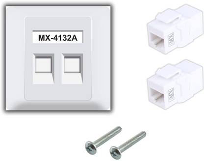 MX 2 Port Face Plate with Shutter & UTP CAT-6 Keystone Jack 90° (4130A) Dock