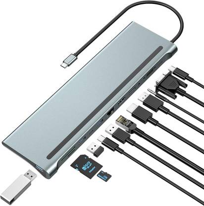 RyzCare USB C Docking Station, Tongtion Laptop Docking Station Triple Monitor 12 in 1 USB HUB Laptop USB C Docking Station, C to HDMI+VGA Dual Triple Monitor,12 in 1 TYE C 12 IN 1 HUB
