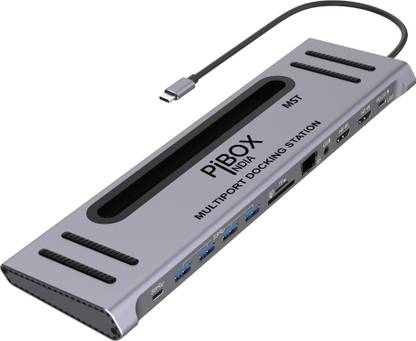 pibox india 12 in 1 USB-C Docking station - MST USB C to 12 in 1 MST HDCP Docking Station HUB Aluminum Adapter 4K HDMI Port, Heat Vents 2*HDMI 4K, 2*USB-C, 4*USB 3.0, Gigabit port, SD/TF Card, 3.5 Audio