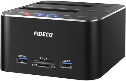 Fideco Hard Drive Docking Station, USB 3.0 SATA to HDD Docking Station 2.5 & 3.5 inch SATA HDD/SSD, Dual Bay, Support Offline Clone (Aluminum and ABS)