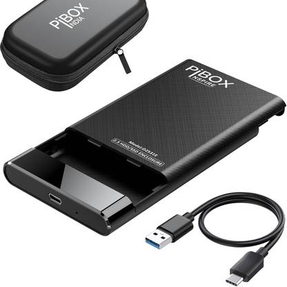 pibox india 2.5 inch Hard Drive Enclosure with UASP, 6Gbps, USB 3.1 to SATA III, Tool-Free, Plug and Play External Hard Drive Case Enclosure -Black- for 7mm/9.5mm 2.5" SSD Laptop HDD for Toshiba Samsung WD, Xbox PC TV