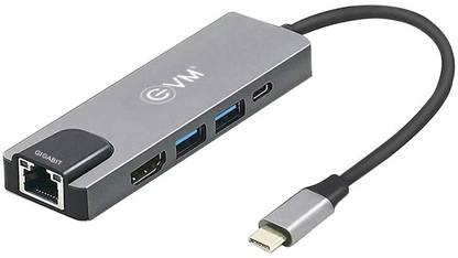 EVM 4K HDMI, 2X USB 3.0, RJ45 Ethernet, 5-in-1 HUB with Type C Input - High-Speed Data Transfer with Multiport HUB Docking Station
