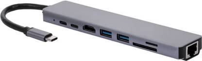 ULTRABYTES USB C Type HUB 8 in 1 Adapter, Multi Port Type-C to USB 3.0 Ports, 4K HDMI, PD Fast Charging, 100Mbps Ethernet SD/TF Card Slot for For Type C Devices USB-C Multi-Function Laptop Docking Station Converter
