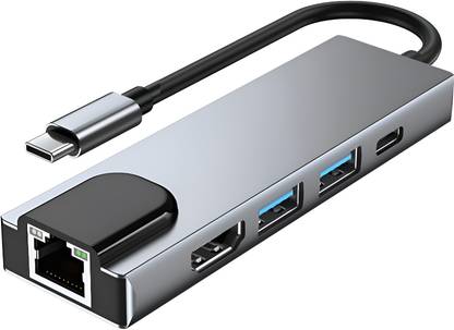 Techsync 5-in-1 Type-C 3.0 Dock : 4K HDMI, 1000M Gigabit RJ45, USB-3.0, USB-2.0, Type-C - 5TC-4KU3GR Docking Station - For Laptop, Desktop, MacBook