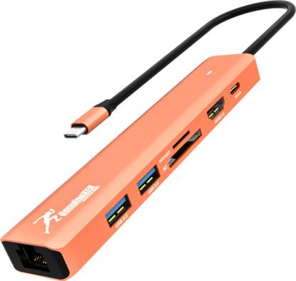 GenuineXER 1* 4K@60Hz HDMI, 1* Gbps RJ45, 2* USB 3.0, 1* 100WPD, 2* MicroSD/SD Card Reader GX4KHB1 7-in-1 USB C HUB With 25cm Long Cable & Dura Aluminum Shell