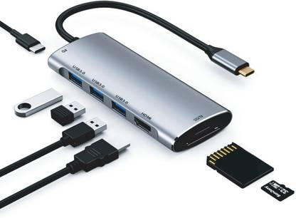Linetek 3UHCRP 7-in-1 Type C Hub, Type C to 3*USB3.0 + HDMI+SD/TF+PD