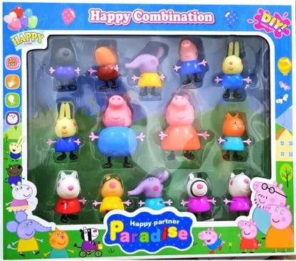 valuableplus 14Pc Pig Family Toy Figure Set for Children