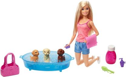 BARBIE DOLL/PETS-PUPPY BATH TIME PLAYSETS