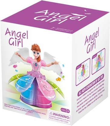 GoBaby Barbie Doll & Rotating Dancing Angel Girl Robot with Lights and Music Toy