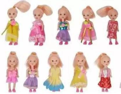 WHITE POPCORN 4" Mini Dolls with colorful clothes (Set of 10)