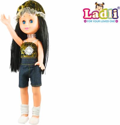 Ladli Girl Doll in Blue Jiens Dress With Hat & Hand Bag For Kids Age 2 years - 6 years
