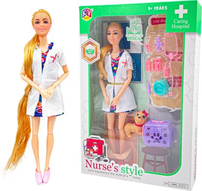 K V Toys Alia Nurse Doll or Doctor Doll Set | Nurse Doll, pet and Other Accessories