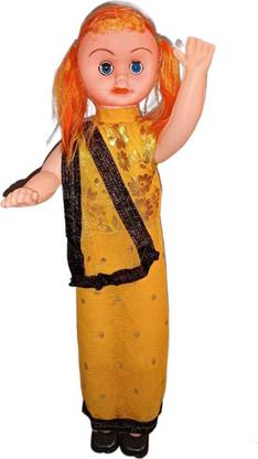 Hari Collection Plastic Doll For Kids, Silky Bag, Saree, Large Doll, Black Shoes.