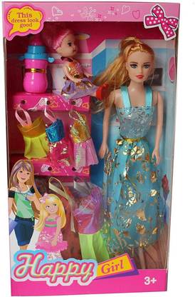 BKDT Marketing Fashion Doll Set with one Big Doll, Small Doll, Dresses Movable Arms and Legs