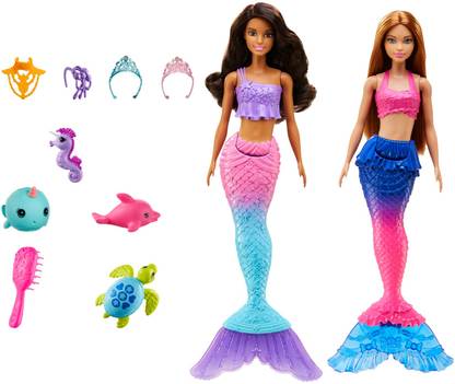 BARBIE Mermaid Set with 2 Brunette Dolls (12-in/30.40-cm)