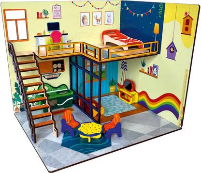 Webby DIY Tin Town Wooden Doll House for Girls and Boys