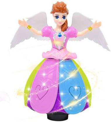 GoBaby Princess Dancing Doll and Rotating Angel Girl Flashing Lights with Music Toy