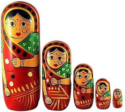 Vemlons Wooden Handmade Baby Toy Painted Dadi Ma Doll/Wooden Nesting Doll/Stacking Doll