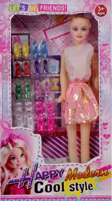 NathToys Barbie Doll Set with Three dresses, 1 Mini Doll, and Assorted Styling Pieces