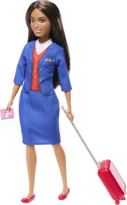BARBIE Flight Attendant Fashion Doll in Blue Uniform & Accessories