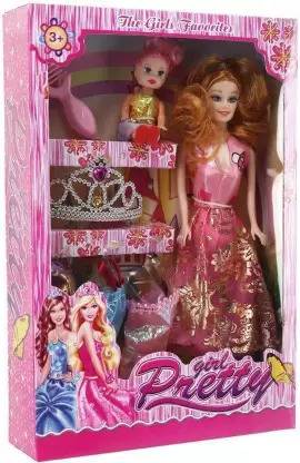 toyboyzone Cute fancy Doll With small doll and Crown for kids (Multicolor)